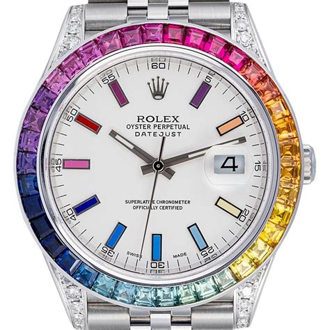 rolex datejust 41 rainbow bezel pave dial 2021|Rolex Datejust 126300.